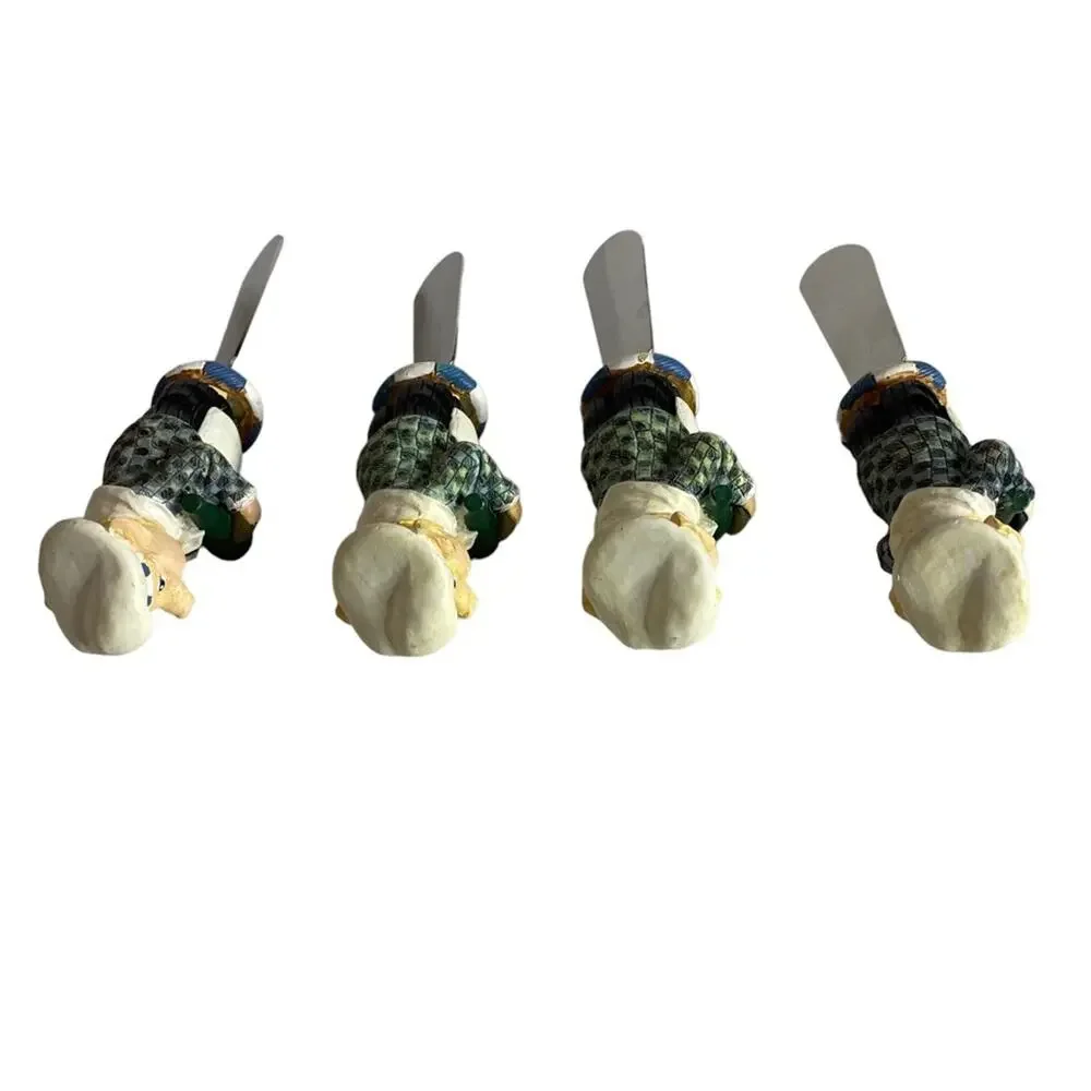 Department 56 Pig Chef Cheese Spreader Green Butter Knives Set of 4 Table Decor